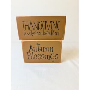 Thanksgiving Autumn Blessings Wooden Block Sign Farmhouse Fall Decor